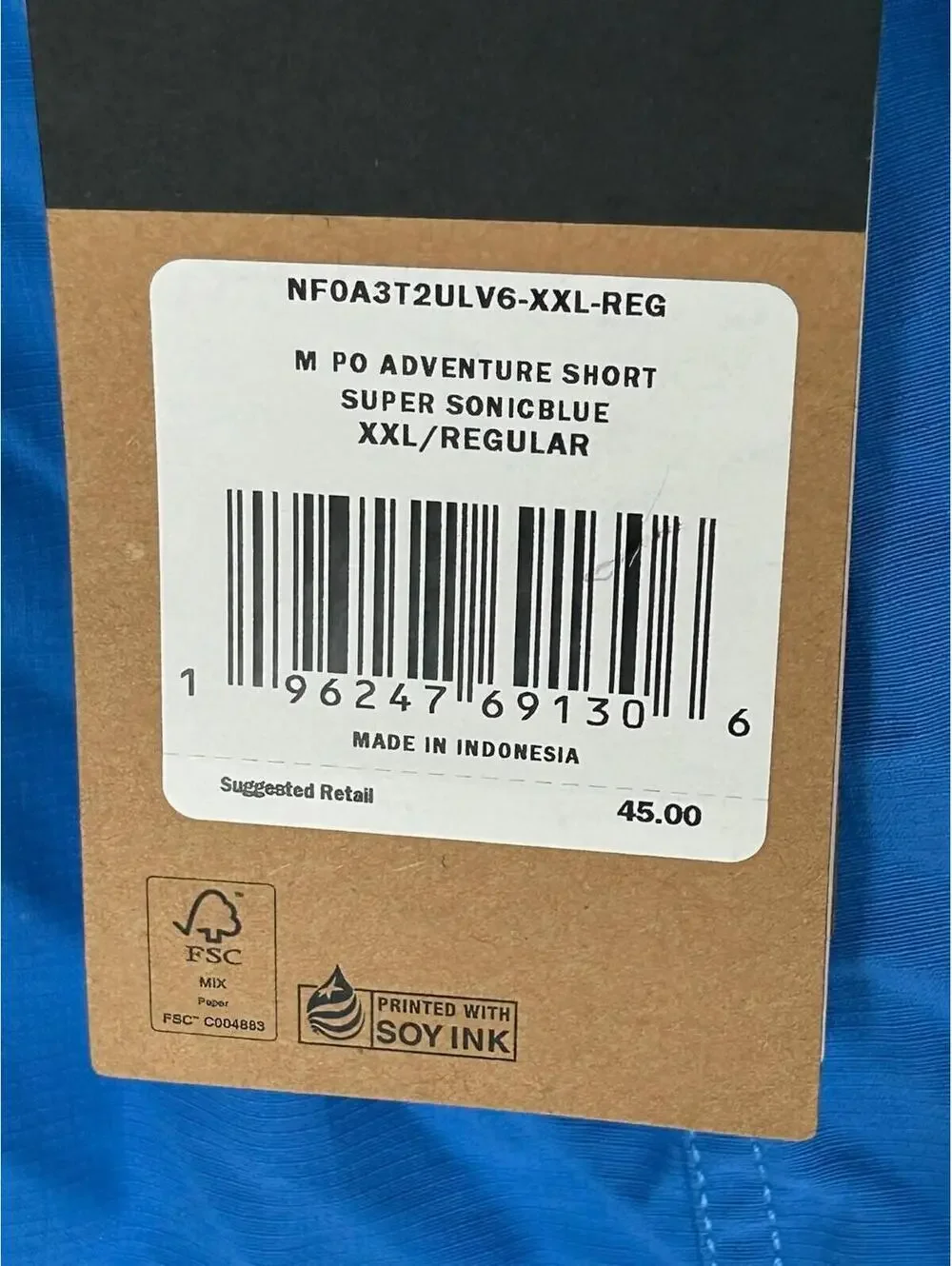 The North Face Men’s Adventure Shorts XXL Blue Quick-Dry Hiking Travel NWT